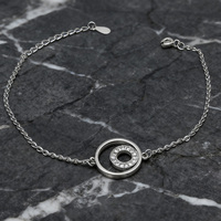 KAAN JEWELRY Einfaches Kreis-Armband aus 925 Silber mit Rhodium-Beschichtung und Zirkonia - Trendiges Geschenk für Partys, Frauen, Tägliches Tragen