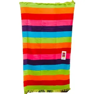 Toalla de Playa Vibrante a Rayas 100% Algodón 160x86 Cm Uso de Verano Adulto Rectangular Estilo Moderno - Product Image 1