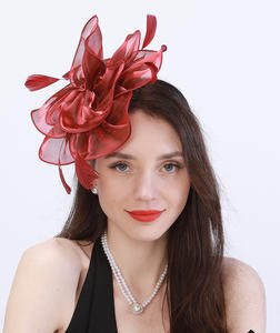 Adornos para el cabello de gasa de red para novia, <span class=keywords><strong>tocados</strong></span> de plumas de Jockey Club, sombrero de Derby de Kentucky, sombreros de boda para iglesia, tocado de fiesta para mujer - Product Image 6
