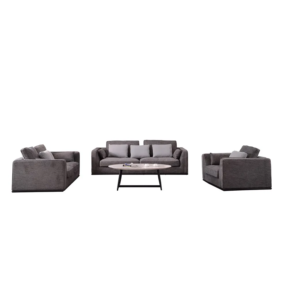 Upholstered Charcoal Mid-Century 3-Piece Living Room Set Sofa Loveseat und Arm Chair Classic Modern Combination Sofa Set Grey