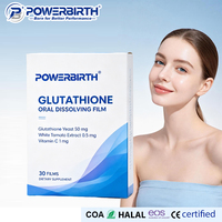 Film oral à dissolution rapide au glutathion, marque privée, logo personnalisé, saveur fruitée, complément beauté, 30 bandes par boîte