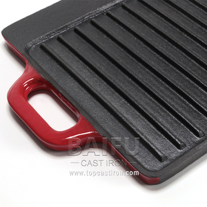 Plaque de cuisson réversible rectangulaire en <span class=keywords><strong>fonte</strong></span> émaillée avec poignées - Product Image 4