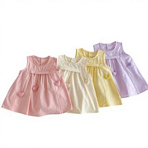 <span class=keywords><strong>ชุด</strong></span>เดรสแขนกุดผ้าฝ้ายลายหัวใจเจ้าหญิงสำหรับเด็กผู้หญิง สไตล์เกาหลีใหม่ สีพื้น ทันสมัย สำหรับฤดูร้อน - Product Image 1