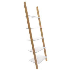 5 Tier Layer Wooden Storage Shelf Ladder Shelf Wall-Leaning Bookshelf Ladder Bookcase Storage Plant Display Shelf
