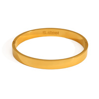 Bracelet jonc en acier inoxydable plaqué or 18 carats pour femme, lisse, plat, large, articulé, mélange or et argent, vente en gros OEM