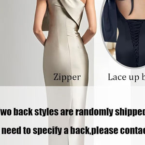 PM004 Robes de soirée en satin à une épaule style sirène avec nœud et fente au dos pour demoiselles <span class=keywords><strong>d</strong></span>'<span class=keywords><strong>honneur</strong></span> et mère de la mariée - Product Image 2