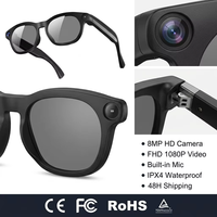 Lunettes intelligentes IA HD avec caméra anti-tremblement 800W, batterie 290mAh, contrôle tactile, étanchéité IP54, traduction en temps réel et lecteur de musique