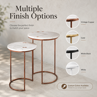 Ensemble de tables d'appoint modernes, plateau en marbre, table basse, structure en métal, table d'appoint ronde, meubles de salon, OEM ODM