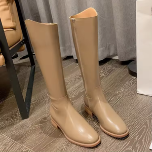 รองเท้าบูทหนังผู้หญิงขายส่ง สำหรับฤดูใบไม้ร่วงและฤดูหนาว คุณภาพสูง ปลายแหลม รองเท้าบูทส้นเข็มสูงถึงเข่า รองเท้าผู้หญิงสุดหรู - Product Image 2