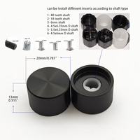 Boutons de commande universels en aluminium JTUNG pour guitare, 6 inserts interchangeables, tiges cannelées 18T/40T, capuchons de potentiomètre moletés pour basse