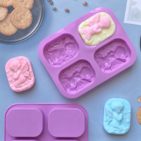 Leicht zu lösende 4-Loch Silikonform in Lila für Engel (Junge oder Mädchen) – Lebensmittelechte Fondant- und Seifenform zur Kuchendekoration