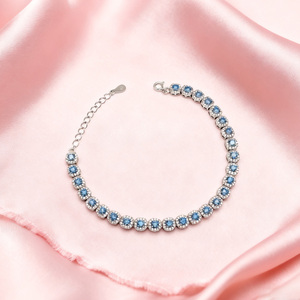 Gioielli <span class=keywords><strong>KAAN</strong></span> bracciale in argento Sterling 925 con intarsio di zirconi blu e bianco di lusso temperamento da donna bracciale per la festa - Product Image 5