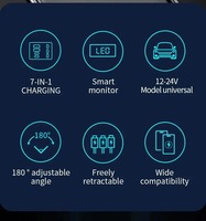 Cargador de Coche con 2 Puertos Tipo-C + 2 Puertos USB-A, Cargador Rápido PD QC con Pantalla de Voltaje para Vehículos de 12-24V