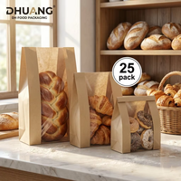 Sac à pain en papier kraft brun avec fenêtre, pour emballage de pain au levain et de toasts, sac alimentaire de conservation, avec étiquette autocollante personnalisable
