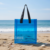 Sac de plage ouvert personnalisé en PVC, sacs fourre-tout de luxe imperméables, logo holographique transparent, sacs à main cosmétiques unisexes 1-1,9L