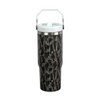 Bouteille d'eau camouflage créative de 30 oz avec impression UV intégrale et paille rabattable, en acier inoxydable, pour voiture, voyage et café