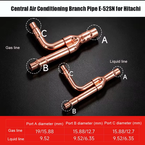 Raccord en cuivre E52SN 102SN 162SN 302SN pour climatisation centrale <span class=keywords><strong>Hitachi</strong></span> VRF, raccord de branche en cuivre de type T - Product Image 6