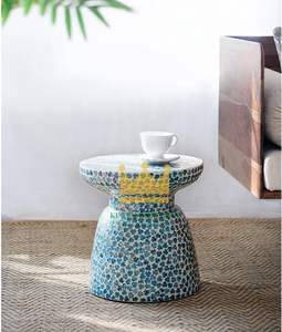 Mesa auxiliar de nácar hecha a mano, muebles decorativos con incrustaciones para decoración de interiores de alta gama - Product Image 1