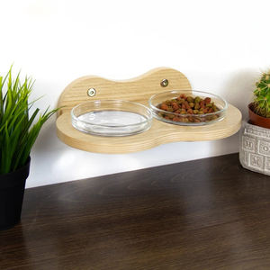 חדר אוכל לחיות מחמד רכוב קיר זוגי קערות מים ותלוי כלבים - Product Image 1