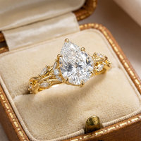 Bague Promise en Moissanite Taille Poire 3 carats, Argent 925, Filigrane Artistique, Cadeau Unique d'Anniversaire pour Femme