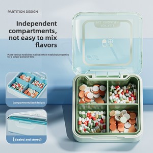 Boîte à médicaments carrée compacte et pratique pour le voyage, compartimentée pour sept jours, trois repas par jour, boîte de rangement scellée anti-poussière - Product Image 2