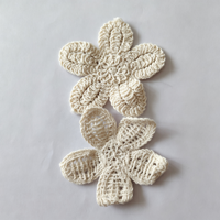 En stock, Patch fleur 5 pétales en coton blanc cassé, style crochet en fil épais, pour la décoration de vêtements, pinces à cheveux, sacs et artisanat DIY