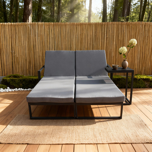 Chaise longue double modulaire d'extérieur avec coussin, résistante aux intempéries, siège <span class=keywords><strong>de</strong></span> relaxation, couleurs et styles personnalisés disponibles pour les terrasses <span class=keywords><strong>de</strong></span> <span class=keywords><strong>jardin</strong></span> - Product Image 2