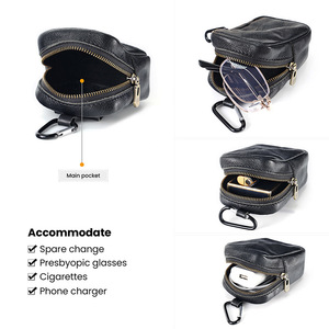 Dujiang Genuine Leather Coin <b>Purse</b> <b>Small</b> Hanging Key Bag Unisex Waist Pack Solid Color Spring 2023 - Product Image 3