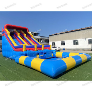 Tobogán Acuático Inflable con Piscina, Tobogán Acuático Inflable Gigante <span class=keywords><strong>de</strong></span> Tres Carriles <span class=keywords><strong>de</strong></span> Grado Comercial para <span class=keywords><strong>Alquiler</strong></span> en Fiestas <span class=keywords><strong>de</strong></span> <span class=keywords><strong>Verano</strong></span> en el Patio Trasero - Product Image 3