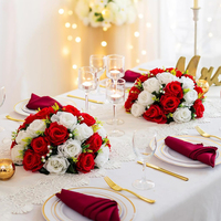 Bouquet de roses rouges en soie artificielles pour la décoration de la maison, les mariages et les événements, centre de table, 18x35cm