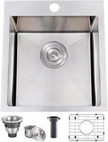 Évier de cuisine à bol unique fait à la main en acier inoxydable blanc argenté Offre Spéciale coin rond avec un trou sans robinet direct US