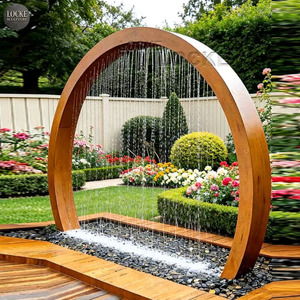Fontana Personalizzata Grande per Interni ed Esterni in Acciaio Inossidabile, <span class=keywords><strong>Scultura</strong></span> d'Acqua a Cascata Circolare - Product Image 1