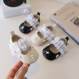 Zapatos de Princesa para Bebés Recién Nacidas, con Perlas, Tipo Mary <span class=keywords><strong>Jane</strong></span>, Suela Suave de Cuero, Primeros Pasos - Product Image 1