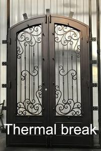 Hermoso diseño parrilla de hierro de puerta de entrada principal puerta única de hierro forjado - Product Image 3