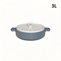 Olla para guisar, olla para sopa, cacerola de cerámica, juego de ollas, adecuada para boca ancha, fondo plano, resistente al calor, estilo nórdico, 3L, apta para lavavajillas