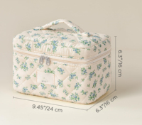 Grande trousse de toilette matelassée pour femmes, s'ouvrant à plat, organiseur de maquillage avec poignée