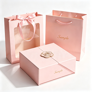 <b>Pink</b> Textured Paper <b>Gift</b> <b>Box</b> Floral Flap Custom Logo <b>Gift</b> Packing for Boutique Retail Packaging <b>Box</b> - Product Image 5