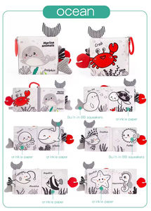 Libros de tela suave para bebés de 0 a 6 meses, libro de tela suave de alto contraste en blanco y negro 3D, libro de aprendizaje temprano para bebés lavable - Product Image 4