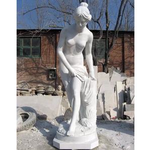 Weiße Marmor-Skulptur einer sexy Frau, „Diane kommt aus dem Bad“, nackte weibliche Statue - Product Image 2