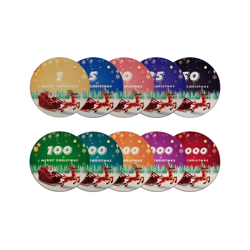 YH Merry Christmas yeni tasarım eğlence 10g seramik Poker cips Santa hediye fantezi cips seti