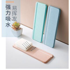 Porte-savon rectangulaire en terre de diatomée, auto-drainant, absorbant l'humidité, pour salle de bain, vert, bleu, blanc, rose, gris - Product Image 2