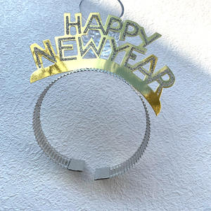 قبعة حفلات رأس السنة الجديدة مخصصة مع عصابة رأس وتاج - ألوان ذهبية وفضية وسوداء من ورق الألمنيوم غير سامة ومتينة - وصول جديد - Product Image 5