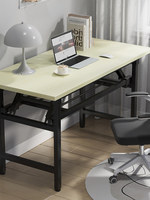 Bureau d'ordinateur pliable en métal avec surface en panneau de densité extra-épais à double croisillonnage pour bureau à domicile, petite chambre - Bureau simple