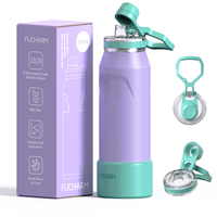Bouteille Sportive Fucharm ODM 20oz en Acier Inoxydable à Double Paroi Isolée sous Vide avec Couvercle à Verrouillage Anti-Fuite pour Camping et Activités de Plein Air 2026