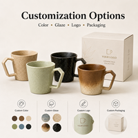 Tasse en céramique artisanale rétro personnalisée OEM ODM, couleur personnalisée, glaçure mouchetée, logo de marque, emballage en boîte cadeau, 330 ml, tasse domestique de qualité alimentaire