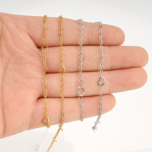 Chaîne en forme de croix et de cœur |   Chaîne de bijoux en acier inoxydable plaqué or PVD 18 carats, motif cœur pêche, pour collier et bracelet DIY - Product Image 4