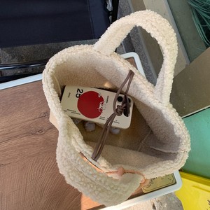 Plush Tote Bag Khaki Faux Lamb Wool Women's Everyday Winter 2024 - Product Image 3