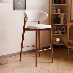 Tabouret moderne simple à pieds hauts, éponge haute densité 45D, <span class=keywords><strong>chaise</strong></span> <span class=keywords><strong>de</strong></span> <span class=keywords><strong>bar</strong></span> en <span class=keywords><strong>cuir</strong></span> Napa pour salon et <span class=keywords><strong>bar</strong></span> - Product Image 2