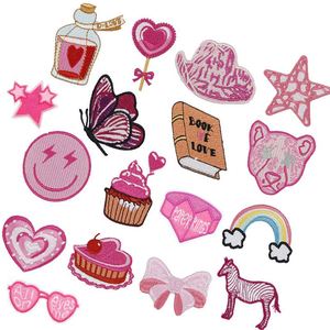New Embroidered Iron on pink Sunglass Hat Star Cake <b>rainbow</b> Horss Patch for Clothing Hat Bag Decoration - Product Image 1