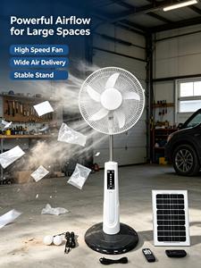 Ventilateur électrique commercial tendance avec panneau solaire, coffret cadeau, ventilateur rafraîchisseur d'air solaire, ventilateur à batterie solaire - Product Image 5